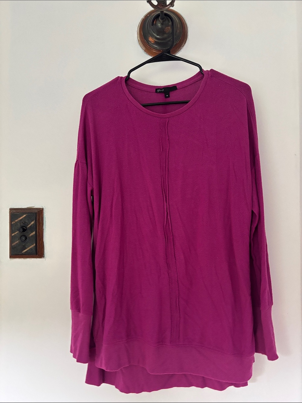 Eileen Fisher Magenta Long-Sleeve Crewneck Tunic